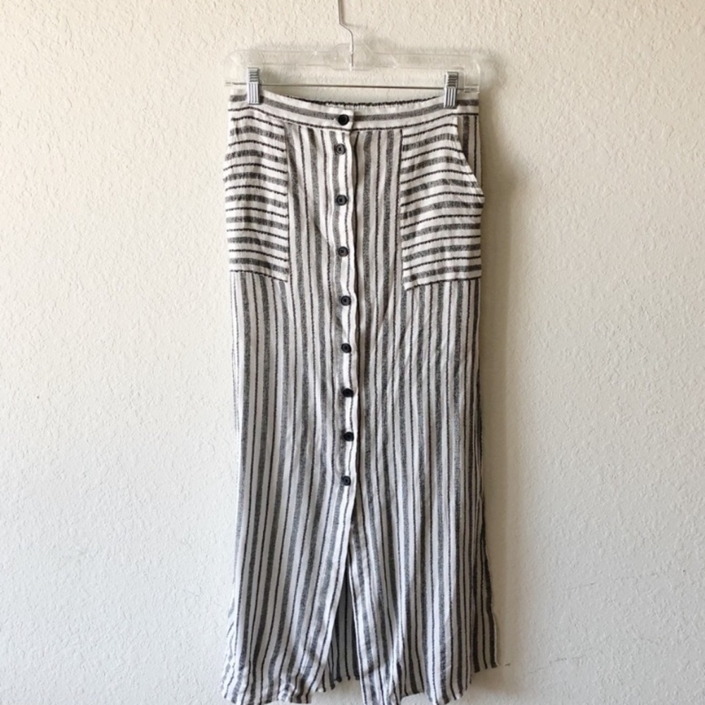 Striped Button Down Maxi Skirt